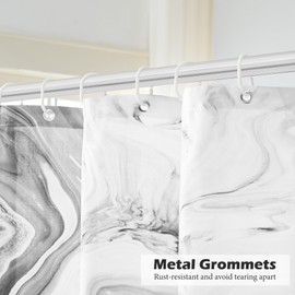 Qipirond Grey Marble Shower Curtain, Abstract Gray Ombre Shower Curtain for Bathroom, Simple Modern Waterproof Fabric Shower Curtain Set with Hooks, 72x72 Inch