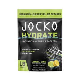 Jocko Fuel Packets Low Sugar - Hydration Amplifier Packets for Recovery, Dehydration, & Exercise - with Vitamins B6, B12 & C (16 Packets) Lemon Lime