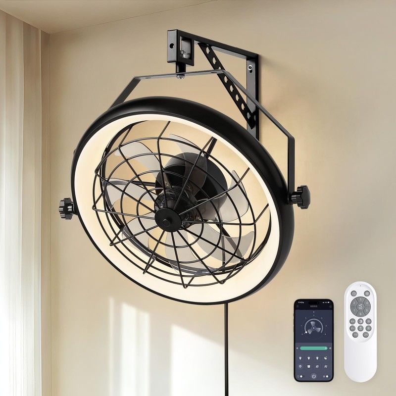 Fansdrick 23" Wall Mount Fan with Light,3 CCT, Dimmable,Quiet 6