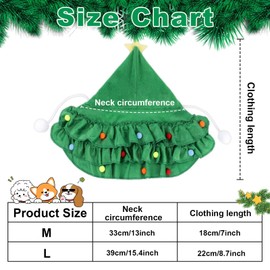 Dog Christmas Outfit Cat Elf Costume Xmas Tree Costumes for Pet Puppy Cloak with Star and Pompoms Christmas Tree Costumes Kitten Cape Santa Costume for Small Dogs Pet Santa Gifts (Large)