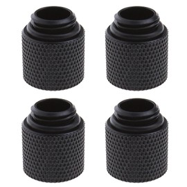 YINETTECH 4pcs G1/4 Black Water Cooling Extension Adapter 15mm Brass with O- Ring Rubber Extended Plat for Computer Water Cooling System