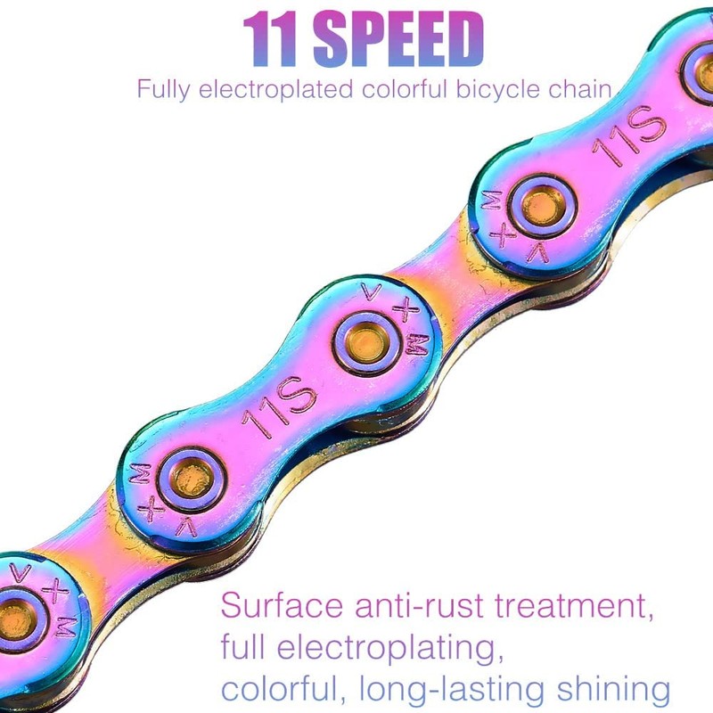 YBEKI Bicycle Chain 11-Speed Colour Bicycle Chain 1/2 x 11/128
