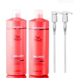 Wella Invigo Brilliance Shampoo, Conditioner Coarse Hair 33.8oz Duo + 2 pumps