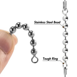 Alwonder 50 Pack Fishing Bead Chain Swivels, Catfish Stainless Steel Fishing Balls Chain Swivels, Catfish Tackle Catfishing Equipment Rig Gear Freshwater Saltwater, 6 Beads-3/16