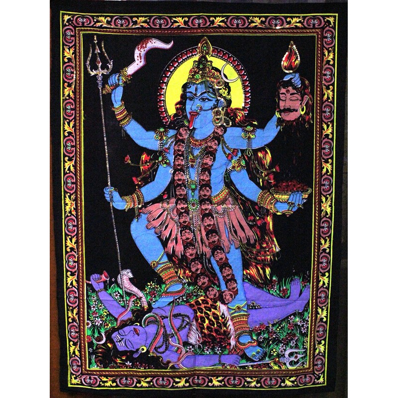 Lungta Imports Huge Cotton Fabric Goddess Kali 43" X 30"
