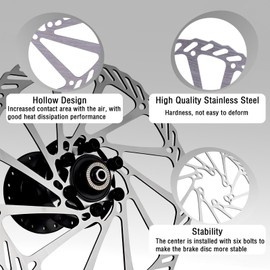 EICKMO 2 PCS Bike Disc Brake Rotors 160/180/203 mm with 12 Bolts - Stainless Steel Bicycle Rotors for Road Mountain BMX MTB Bicycles (160 mm)