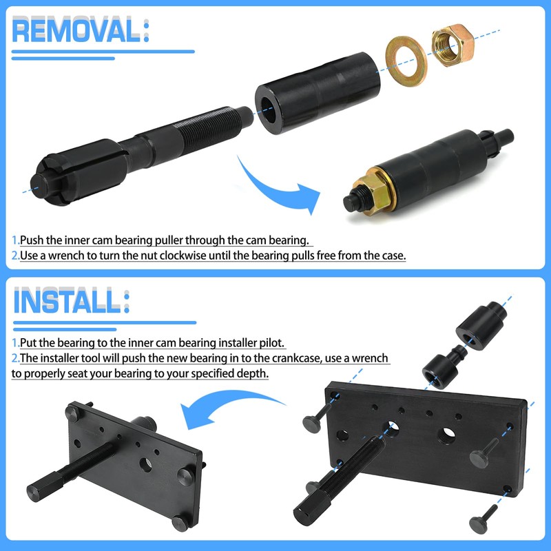 FQRANBO Inner Cam Bearing Installer and Puller Tools Compatible with