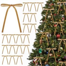 30Pcs Christmas Velvet Bows, Vintage Style Velvet Ribbon Bows for Christmas Tree, Gift Wrapping, Wreaths, Garlands, Wedding, Party, Home Decor,5x7 Inches (Khaki)