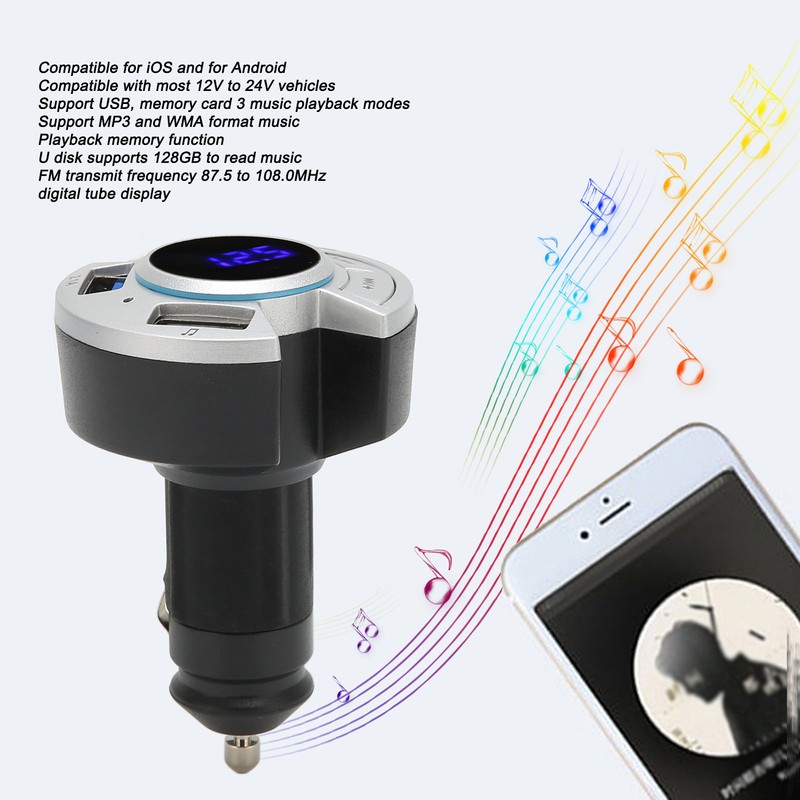 Bluetooth FM Transmitter Car Adapter USB Memory Card 3 Play