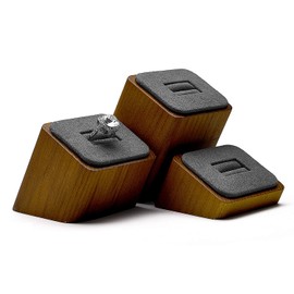 Oirlv 3 PCS Wood Ring Stand Ring Display Holders for Ring Earring Display and Storage