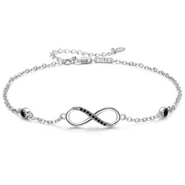 MEDWISE Womens Infinity Anklet Bracelet 925 Sterling Silver Endless Love Symbol Ankle Bracelet Adjustable Plus Size Large Bracelet Gifts for her Mother’s Day Gifts, 8.7 inches + extension chain length
