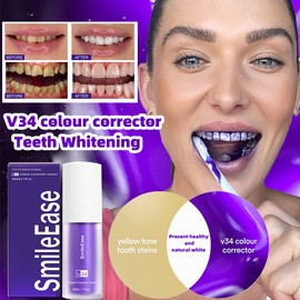 V34 purple toothpaste hismile colour corrector Whitening teeth karang gigi Ubat Pemutih Gigi v34 my smile 美白牙膏