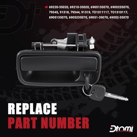 Juego de manijas de puerta exterior con cilindros y llaves de cerradura, conductor delantero y pasajero compatible con Toyota Vehicle 1995-2004 Tacoma, repuesto negro texturizado # 69220-35020, 69210