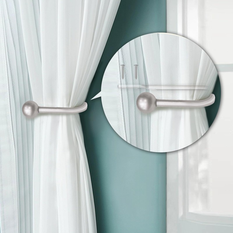 DALAETUS 12 Pcs Silver Curtain Holdbacks, U-Shaped Curtain Tie Back,