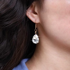 Aneneiceera Boho Teardrop Sapphire Earrings Gold Sapphire Earrings Blue Crystal Earrings Retro Blue Rhinestone Drop Earrings Jewellery for Women and Girls (Blue), Zinc, No Gemstone