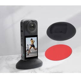 REFLEX CAMERA Silicone Sleeve & Base Stand for INSTA360 X4 – Protective Case with Lens Covers and Non-Slip Desktop Holder with Adhesive Pad for 360° Action Camera Stability