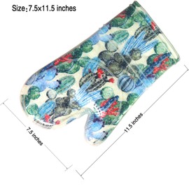 OvenMitts Set of2 with clearSilicone Shell Cactus Printing Cotton Lining(Cactus)