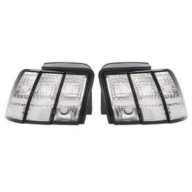 HECASA Pair Tail Lights Compatible with 1999-2004 Ford Mustang Rear Tail Light Lamp Replacement for FO2818109 FO2819109 3R3Z13405AA 3R3Z13404AA Driver&Passenger Side Clear Lens Chrome Housing