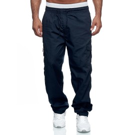 WZIKAI Mens Cargo Pants Relaxed Fit Drawstring Joggers Sweatpants for Men Workout Casual Long Trousers Navy XL