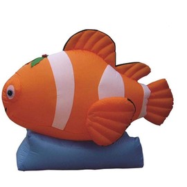 5 1/2' Air Blown Inflatable Christmas Clown Fish w/Holly Yard Decoration Y147