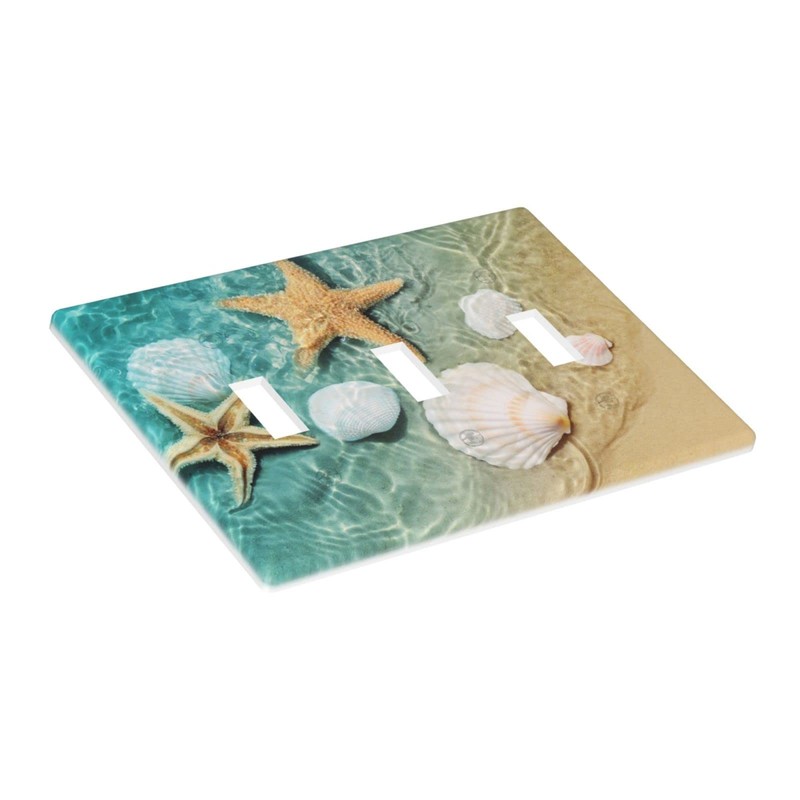 VunKo Starfish Seashell 3 Gang Toggle Light Switch Covers Summer