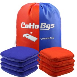 CoHoBgs Corn Hole Bags Set 8, Professional Cornhole Bags Dual-Sided Slick & Stick Resin Filled Suede and Duck Canvas Bean Bag for Cornhole Game Includes Carry Case