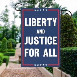 Liberty And Justice For All Garden Flag - 12x18 Inch Double Sided Political Garden Flags, Vertical 100% Polyester, Weather-Resistant Outdoor Yard Lawn Decoration
