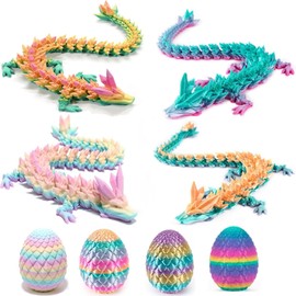 Surprise Dragon Egg Toy, 3D Printed Dragon Surprise Egg, Executive Dragon Fidget Desk Toys Decorative Egg Fillers Gifts for Boys Kids Home Decor (4Pcs Set - B)