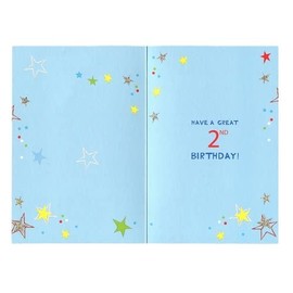 Age 2 Boy Birthday Card - 2nd Birthday Crocodile in Party Hat 7.75x5.25"