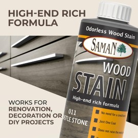 SamaN Interior Water Based Wood Stain - Natural Stain for Furniture, Moldings, Wood Paneling, Cabinets (Castle Stone TEW-011-12, 12 oz)