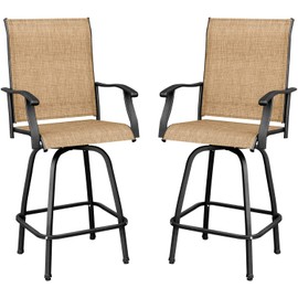 Devoko Patio Bar Stools Set of 2 All-Weather Outdoor Patio Furniture Set Counter Height Tall Patio Swivel Chairs for Bistro, Lawn, Garden, Backyard