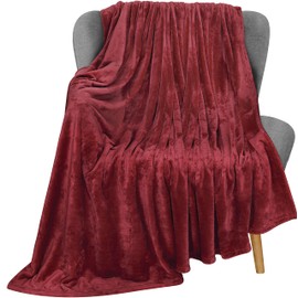 Utopia Bedding Fleece Blanket Throw Size Burgundy 300GSM Luxury Blanket for Couch Sofa Bed Anti-Static Fuzzy Soft Blanket Microfiber (60x50 Inches)