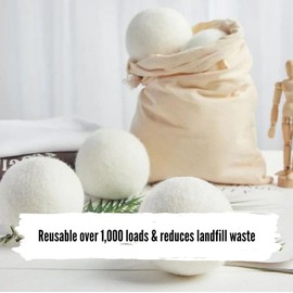 Learn It Bro Wool Dryer Balls - 100% New Zealand Organic Wool - Chemical and Cruelty Free - Reusable & Reduces Clothing Wrinkles (Pack of 6)