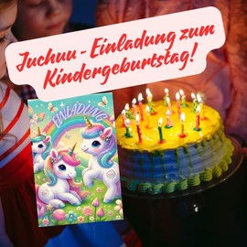 Olanmarp Children's Birthday – The Perfect Set of 10 Invitation Cards for an Unforgettable Children's Birthday – Suitable for Boys and Girls (Unicorn)
