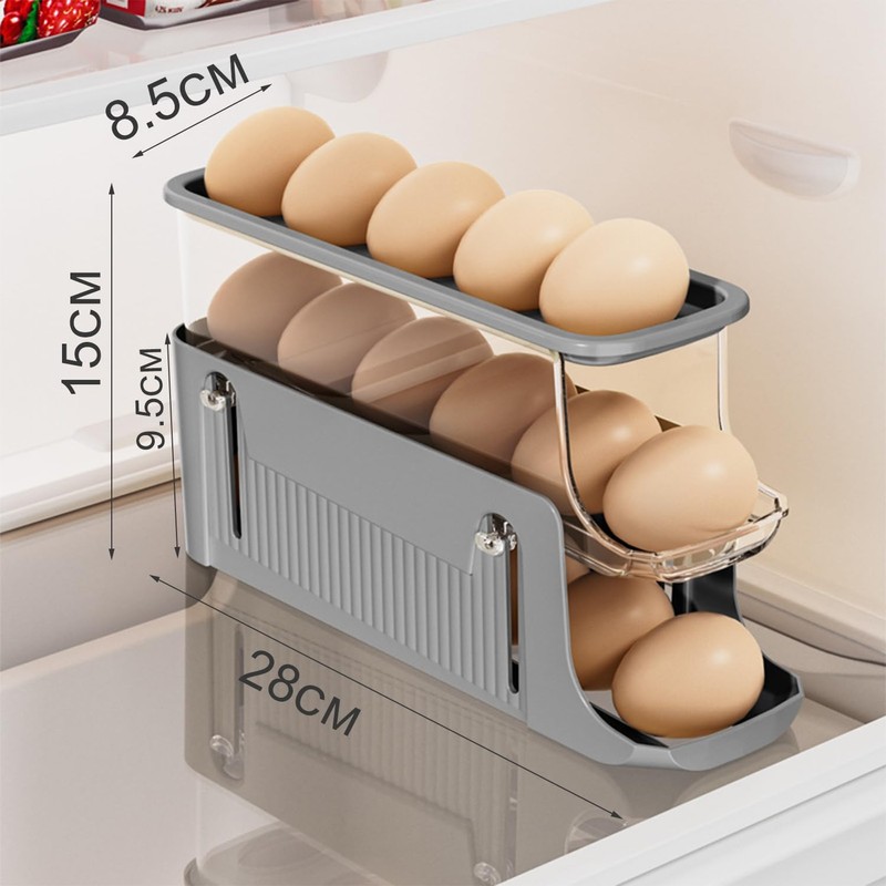 Egg Holder Fridge, Egg Slide for Fridge, Automatic Rolling Egg