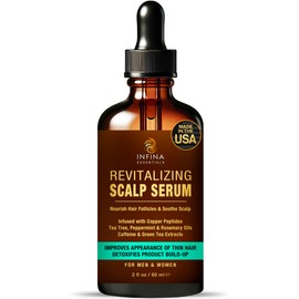 INFINA ESSENTIALS Revitalizing Scalp Serum for Hair Growth with Copper Peptides, Caffeine & Tea Tree Oil - Nourishing Scalp Oil for Itchy Dry Scalp, Detoxifies Build-Up, Deep Hydration for All Hair Types, 2 fl oz
