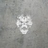 Transparent Decal Stickers of Flaming Skull Graphic Design (White) Premium