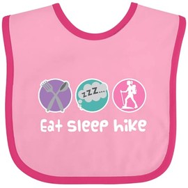 inktastic Hiking Eat Sleep Hike Baby Bib Pink and Fuchsia 45309