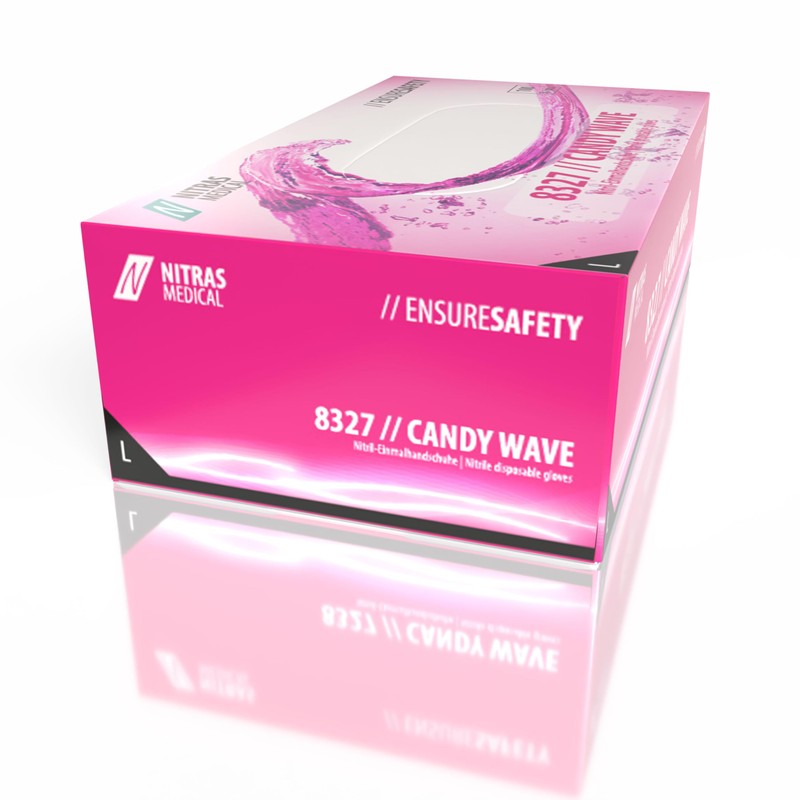 Nitras Medical 8327 Candy Wave Nitrile Disposable Gloves Magenta Pack