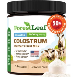 ForestLeaf ForestLeaf Colostrum Powder 50% IgG Highest Pure Concentration, Grass Fed Colostrum Supplement for Gut Health, Immune Support and Muscle Recovery, Bovine Colostrum for Humans, Unflavored, 45 Servings