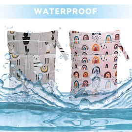 MHwan Nappy Bag, Wet Bag, Waterproof Double Zip Pocket for Hanging, Washable and Reusable, Suitable for Baby Nappies, Fitness, Grey/pink, briefcase