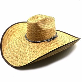 Western Peak Milani Guacho Large Straw Cowboy Ranch Hat 20" - 21" (Style 4 21") Beige