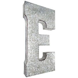 Huge 20" Metal Alphabet Wall Décor Letter E Rusted Edge Galvanized Metal