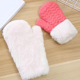 IZUS Toddler Knitted Winter Gloves Stretch Thick Thermal Fleece Lined Mittens Cold Weather Outdoor Sports Warm Baby-Boy/Girl