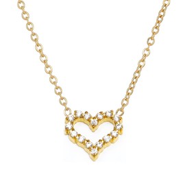 XSDSLS Heart Necklaces Women's Gold Stainless Steel Necklace with Heart Pendant Love Zirconia Necklace Birthday Gift for Women Girlfriend Girls, 50 cm, Stainless steel, zircon, No Gemstone