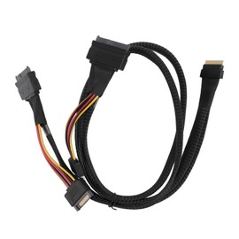 SFF‑8654 8I to 2xSFF‑8639 NVME U.2 Cable Adapter 24Gbps 80CM Slim for SAS Card Adapter Cable for Mainboard SSD