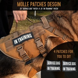 DNALLRINO No Pull Tactical Dog Harness for Medium and Large Dog, Air Mesh Dog Vest Harness, Breathable Military Dog Molle Vests with Handles, Service Dog Vest in Training for Walking Hiking