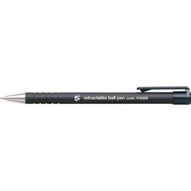 5 Star 918508 Ballpoint Pen Retractable Soft Grip Medium 1.0mm Tip 0.5mm Line Black [Pack of 12]