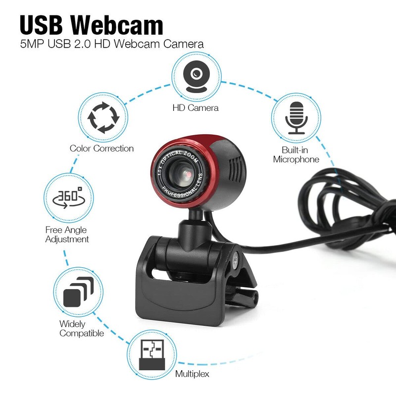 BRAVECOW HD Webcam USB Computer Web Camera For PC Laptop