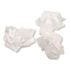 Mini Mart Online Limited Baby Spanish White Link Lace Traditional Socks With Ribbon Bow 3-6 Months